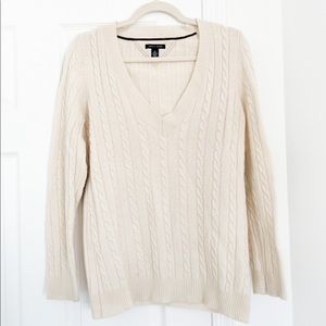 Tommy Hilfiger Cashmere Cable Knit V-Neck Sweater